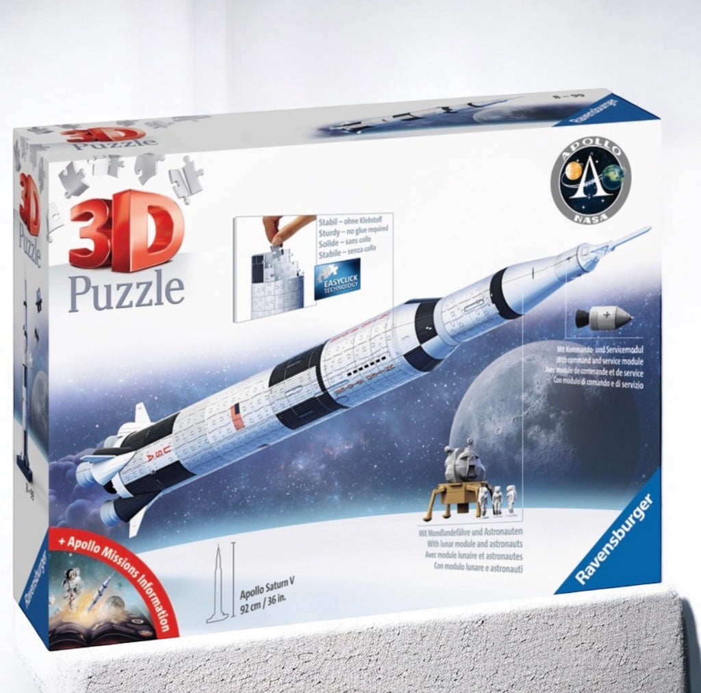 POLEĆ W KOSMOS! Ravensburger Puzzle 3D – Rakieta Apollo Saturn V