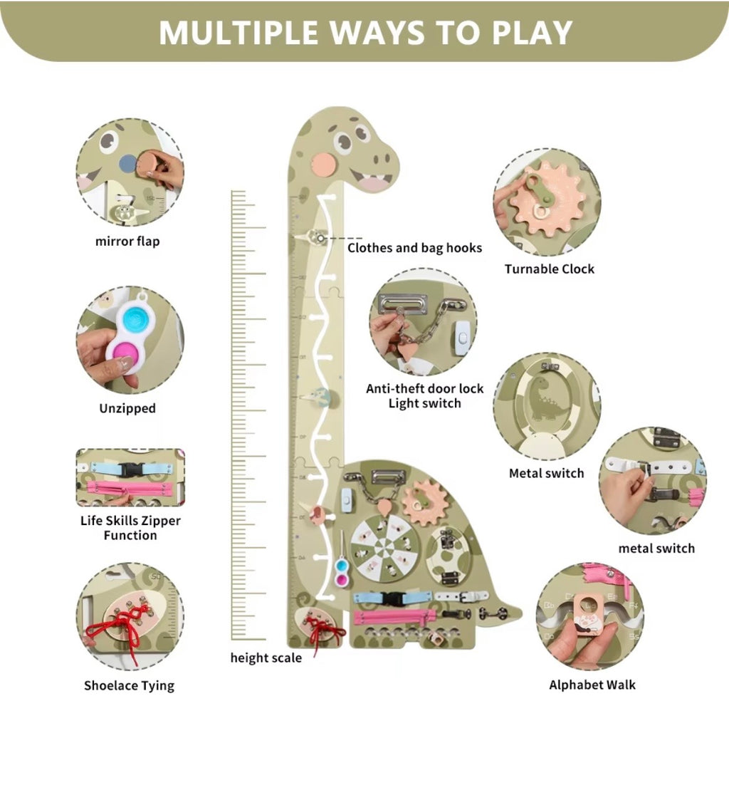 Centrum Rozwoju na Twojej Ścianie: Sensoryczna Miarka Wzrostu z Panelem Manipulacyjnym – Wspieraj Motorykę Malucha!
