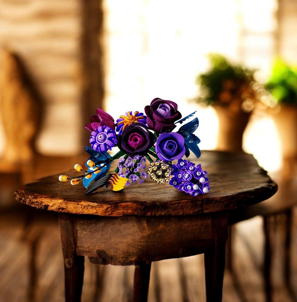 Bukiet Fioletowych Róz – Klocki Konstrukcyjne DIY (powyzej 650 pcs).  Idealny prezent na kazda okazję