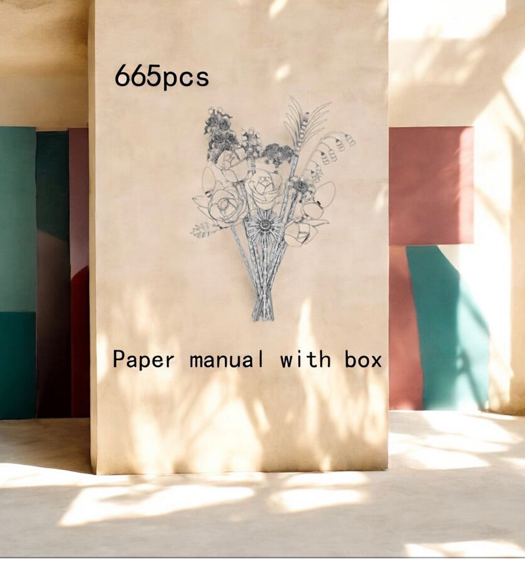 Bukiet Fioletowych Róz – Klocki Konstrukcyjne DIY (powyzej 650 pcs).  Idealny prezent na kazda okazję