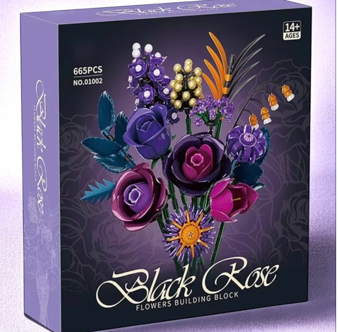 Bukiet Fioletowych Róz – Klocki Konstrukcyjne DIY (powyzej 650 pcs).  Idealny prezent na kazda okazję