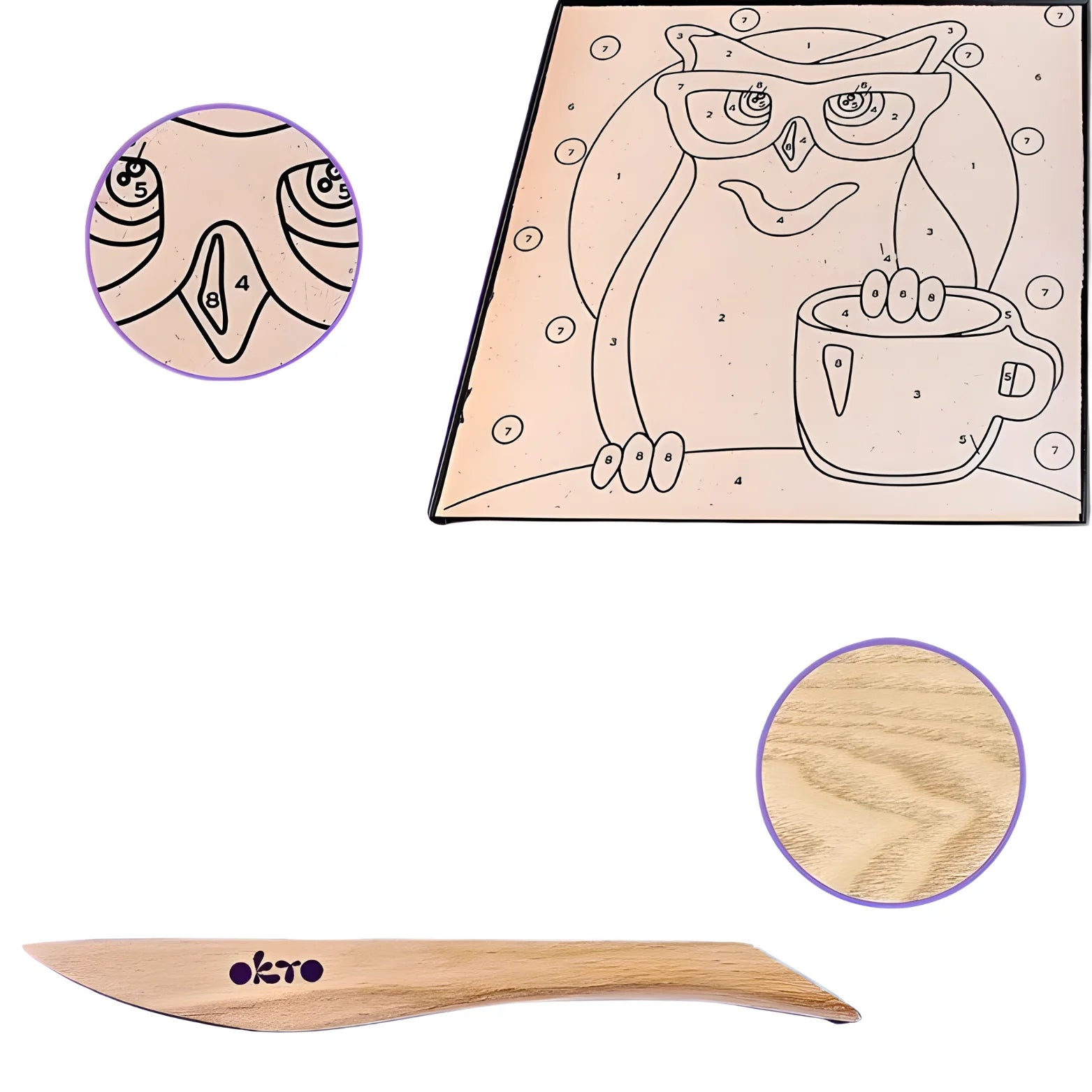 OKTO Zestaw Artystyczny Trójwymiarowy Obraz "SOWA" Malowanie po numerach