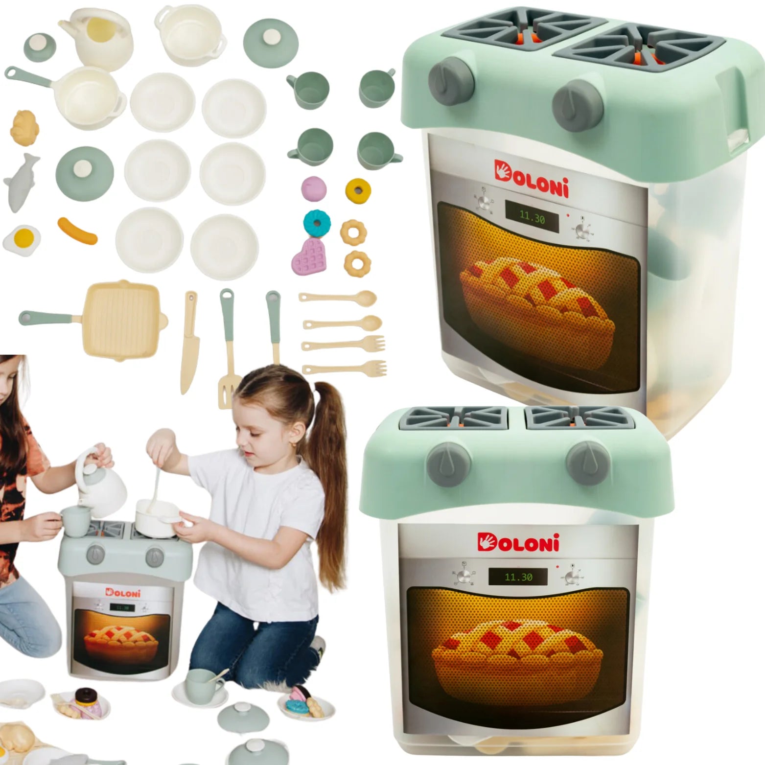 🍳 DUZY ZESTAW KUCHENNY DOLONI Z DWOMA PALNIKAMI – 34 ELEMENTY 🍳