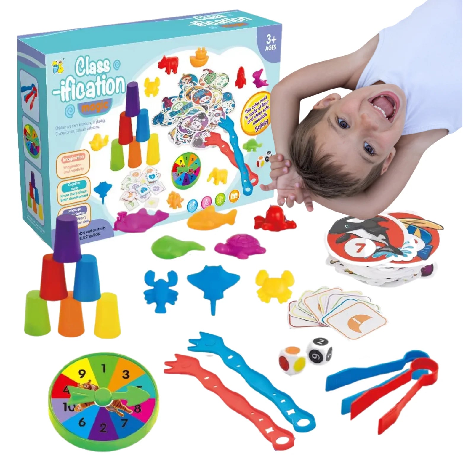 SORTER MONTESSORI – EDUKACYJNA GRA NAUKA LICZENIA I KOLORÓW (ZWIERZĄTKA + KUBECZKI)