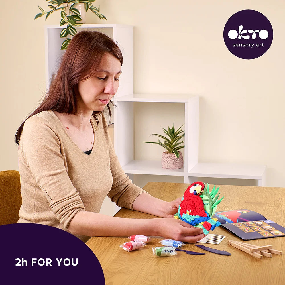 OKTO Sensory Art – Drewniany Obraz 3D "Papuga Ara": Egzotyka pod Twoimi Palcami