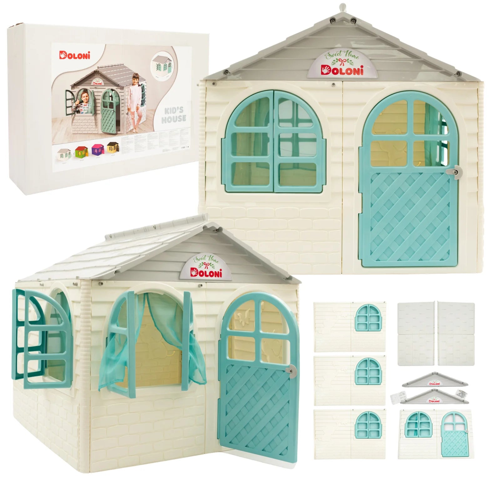 DUZY DOMEK DLA DZIECI DOLONI – REZYDENCJA Z ZASŁONKAMI XXL&nbsp;✨🏠 (120x129x129 cm)