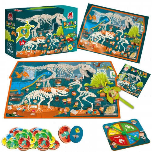 🔥 HIT! Puzzle DETEKTYW 54 el. z Magiczną Lupą – Leśna Opowieść i Dinozaury! 🌲