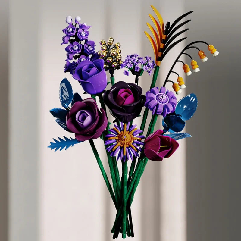 Bukiet Fioletowych Róz – Klocki Konstrukcyjne DIY (powyzej 650 pcs).  Idealny prezent na kazda okazję