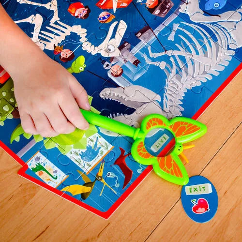 🔥 HIT! Puzzle DETEKTYW 54 el. z Magiczną Lupą – Leśna Opowieść i Dinozaury! 🌲