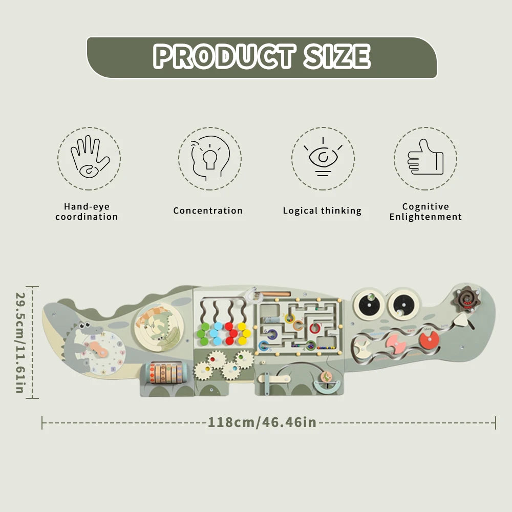 🐊 Drewniana Tablica Manipulacyjna Krokodyl – Centrum Edukacyjne Montessori