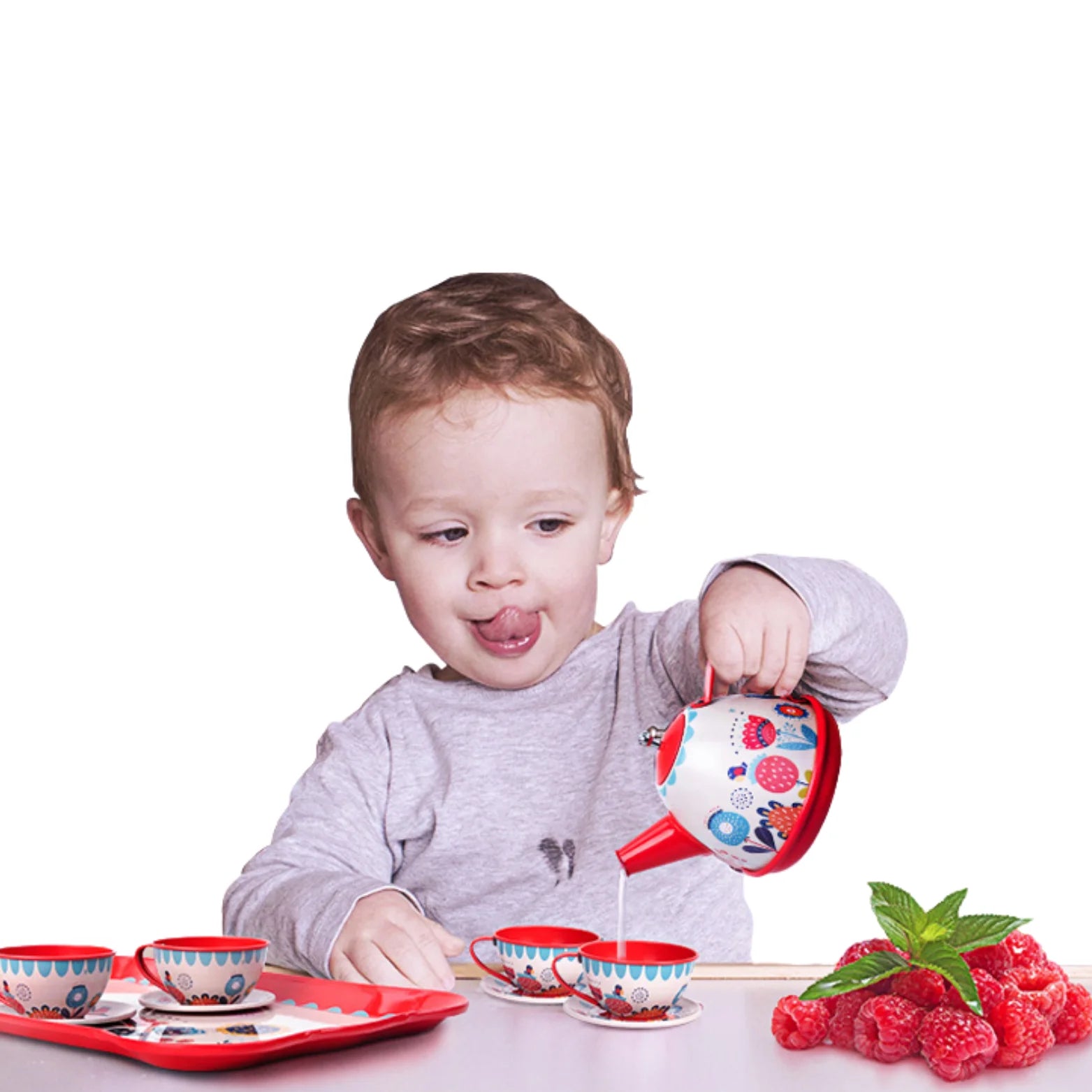 ☕ DUZY METALOWY ZESTAW DO HERBATY W WALIZCE – KWIATOWY SERWIS ☕